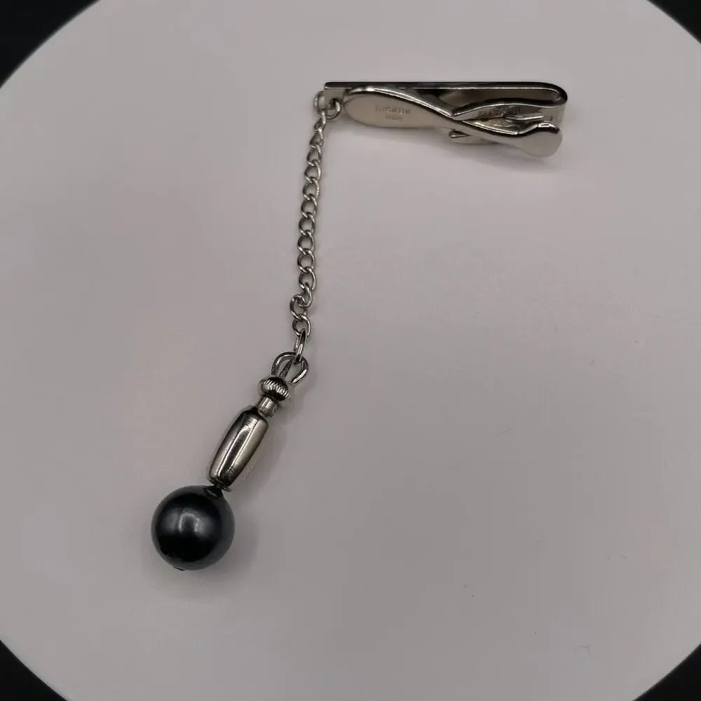Vintage Silver Tone Jockey Riding Whip Tie Clip Bar Equestrian Horse Racing